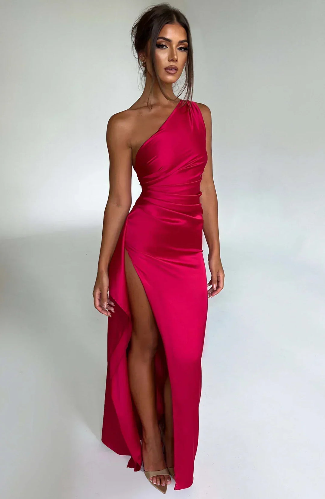 Damen Asymmetrisches Maxikleid für Hochzeitsgäste in Rot
