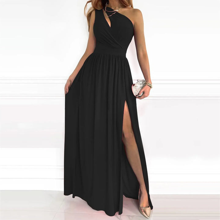 Damen Asymmetrisches Maxikleid für Hochzeitsgäste in Schwarz
