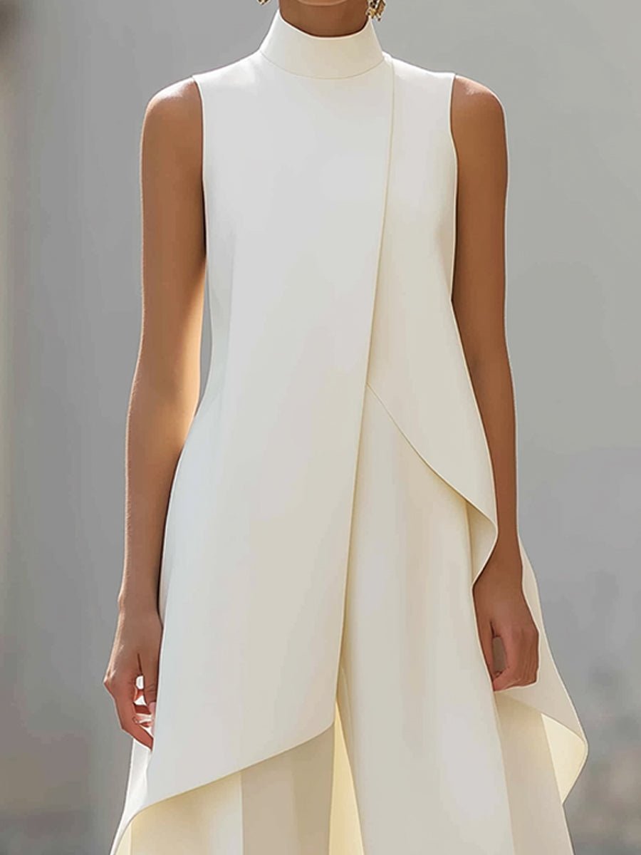 Damen Asymmetrisches Set mit Hohem Kragen (2)