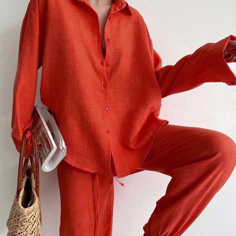 Damen Baumwoll-Set zum entspannten Sommer in Orange