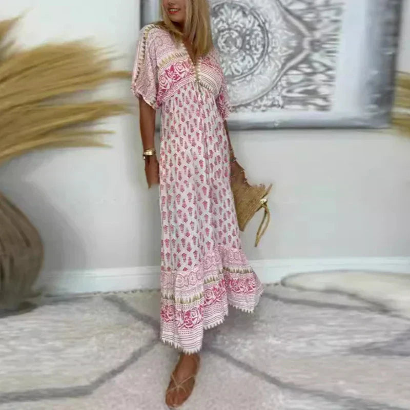 Damen Bedrucktes Sommerkleid im Boho-Stil (2)