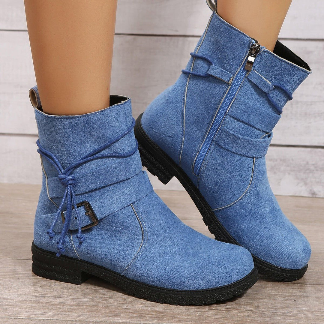 Damen Bequeme Plateau-Stiefelette für Winter in Blau