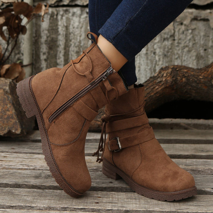 Damen Bequeme Plateau-Stiefelette für Winter in Braun 1