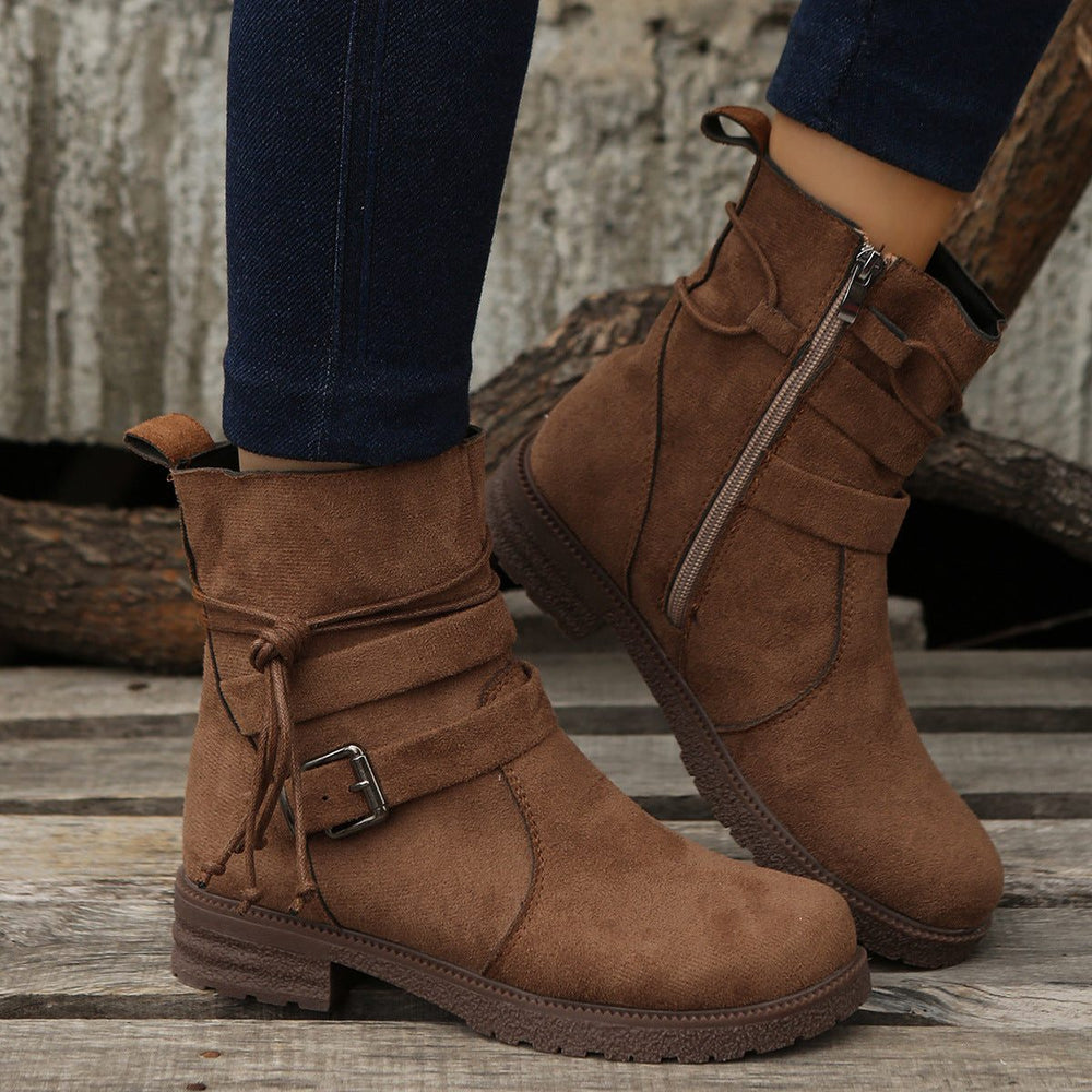 Damen Bequeme Plateau-Stiefelette für Winter in Braun 2