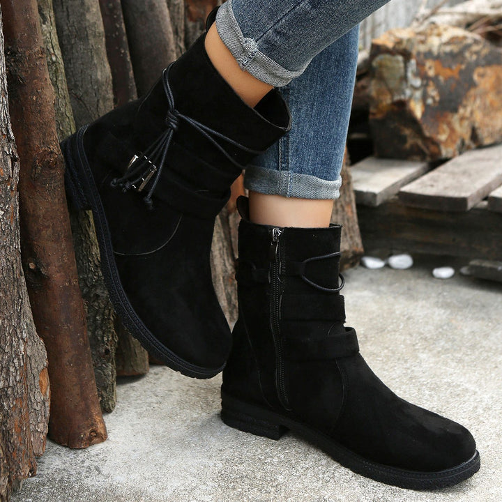 Damen Bequeme Plateau-Stiefelette für Winter in Schwarz