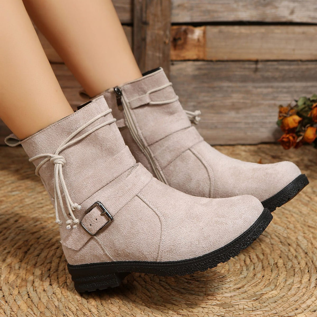 Damen Bequeme Plateau-Stiefelette für Winter in Staubiges Flieder