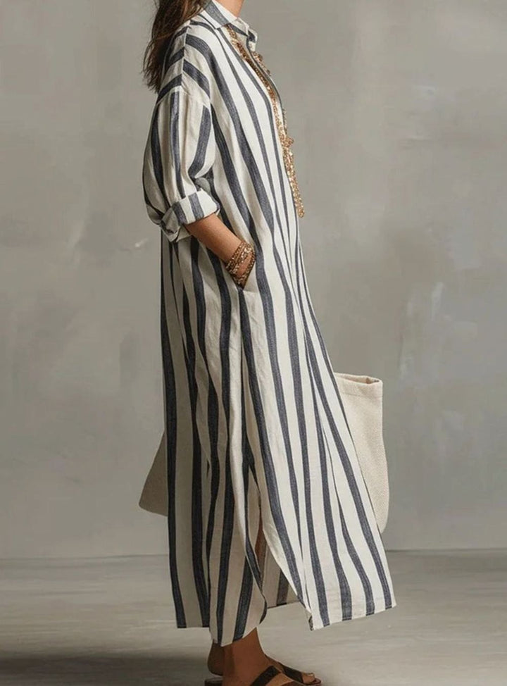 Damen Bluse aus Leinen in Maxilänge (2)