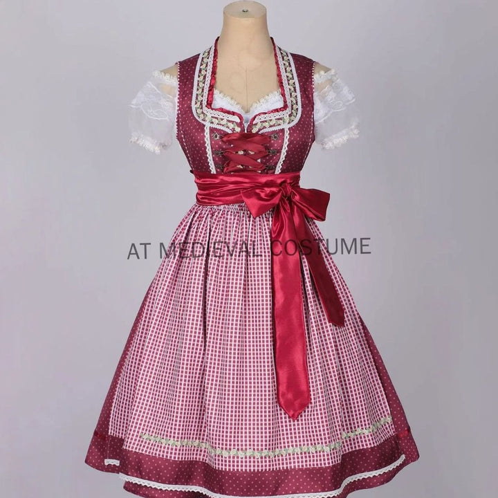 Damen Bluse Dirndl Komplett Set Midi (2)