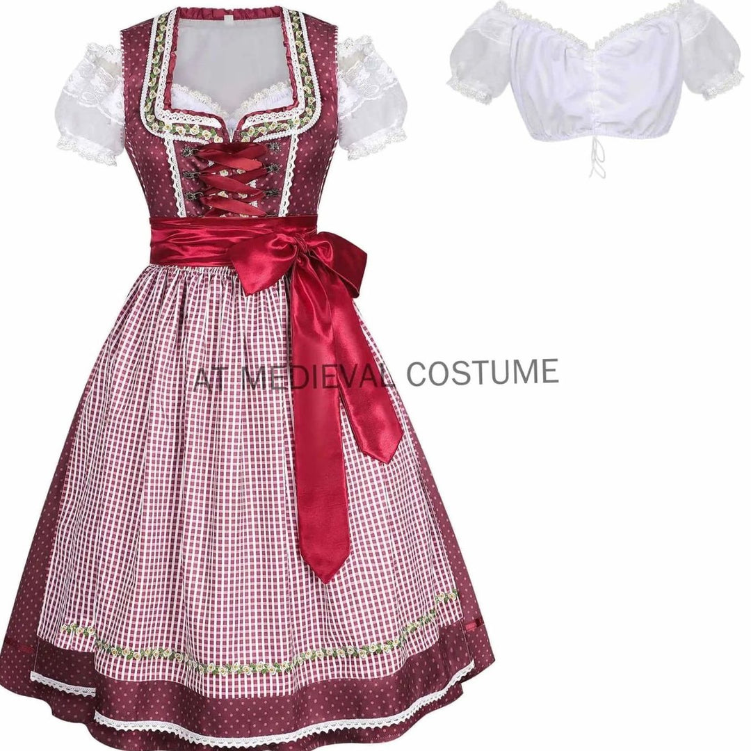 Damen Bluse Dirndl Komplett Set Midi (6)