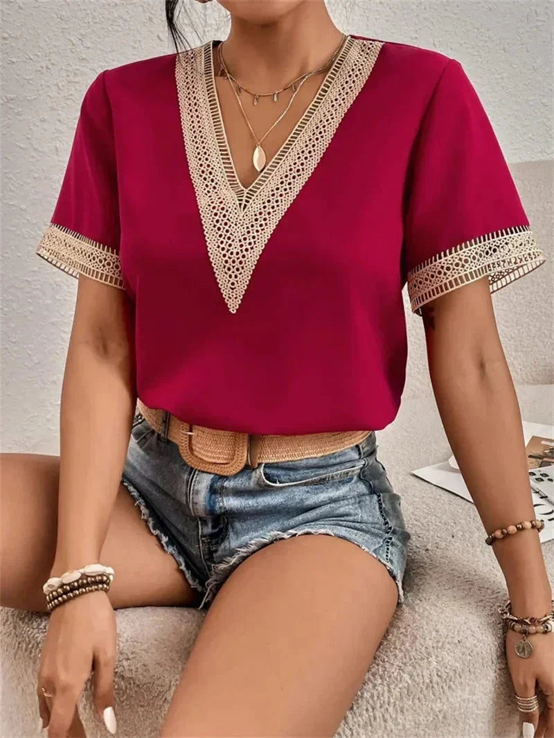 Damen Bluse elegant für Büro und Freizeit in Rot
