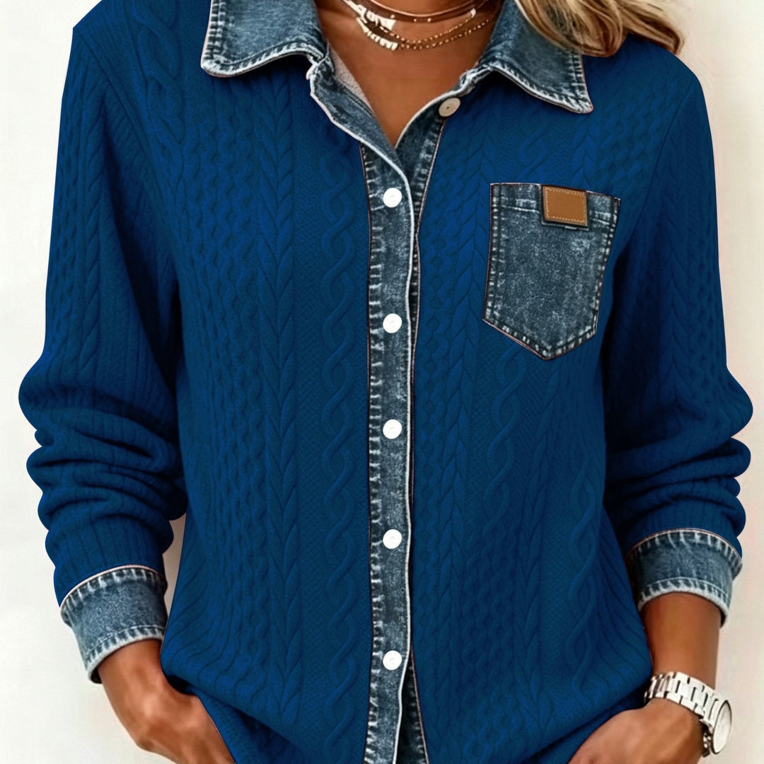 Damen Bluse elegant mit klassischem Schnitt in Blau