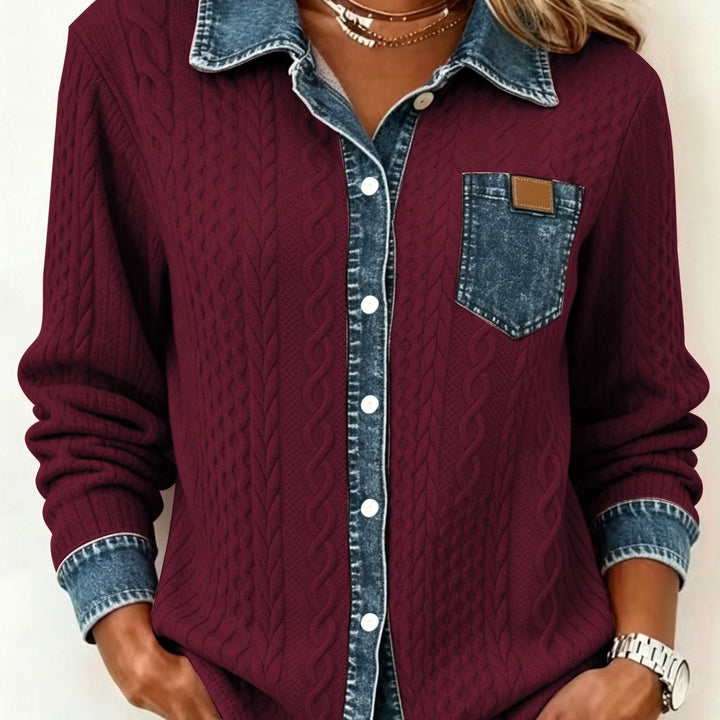 Damen Bluse elegant mit klassischem Schnitt in Bordeaux