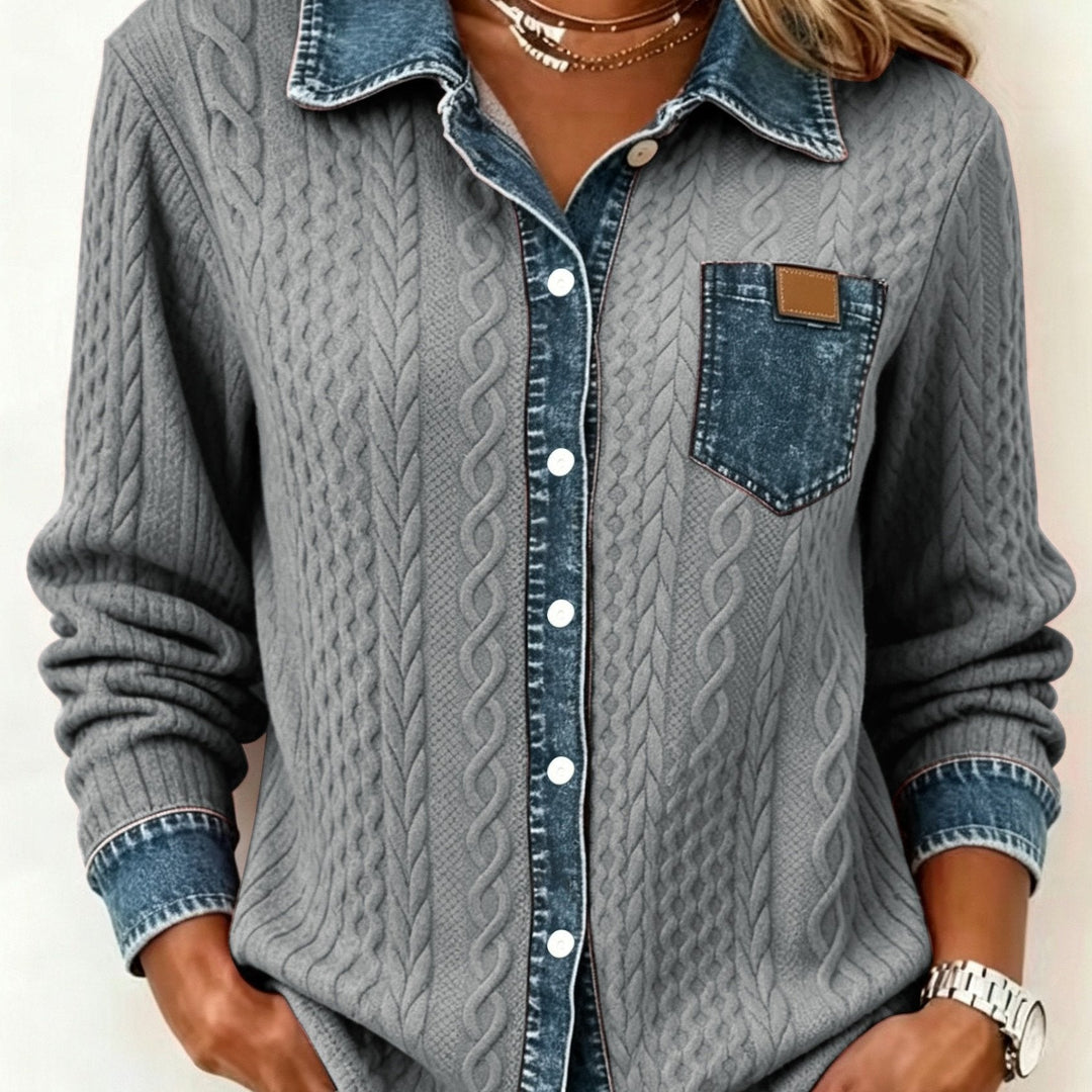 Damen Bluse elegant mit klassischem Schnitt in Grau