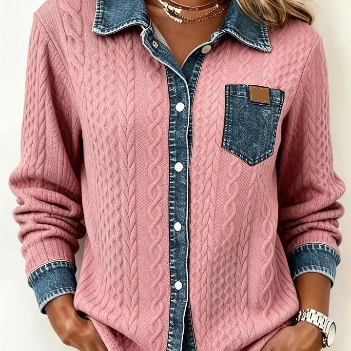 Damen Bluse elegant mit klassischem Schnitt in Rosa