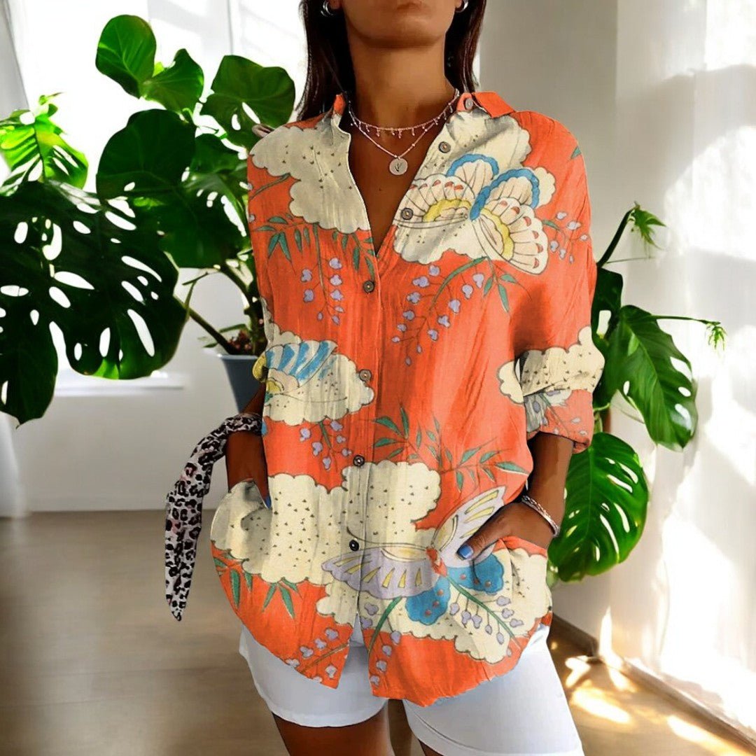 Damen Bluse im Vintage-Stil für alle Gelegenheiten in Orange