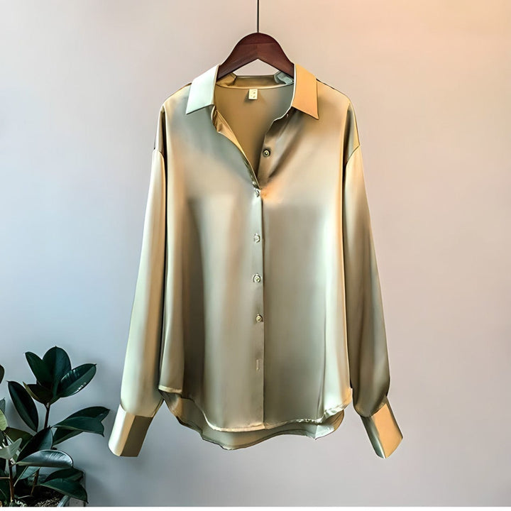Damen Bluse im Vintage-Stil mit Langarm in Grau