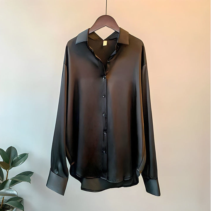 Damen Bluse im Vintage-Stil mit Langarm in Schwarz