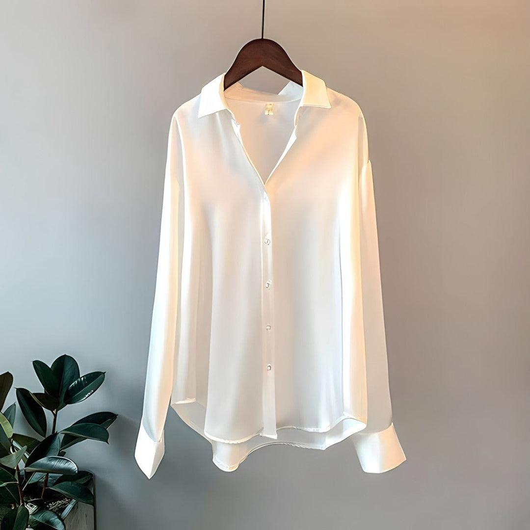 Damen Bluse im Vintage-Stil mit Langarm in Weiß