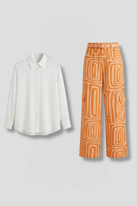 Lina | Damen Bluse mit geometrischem Muster und Hose