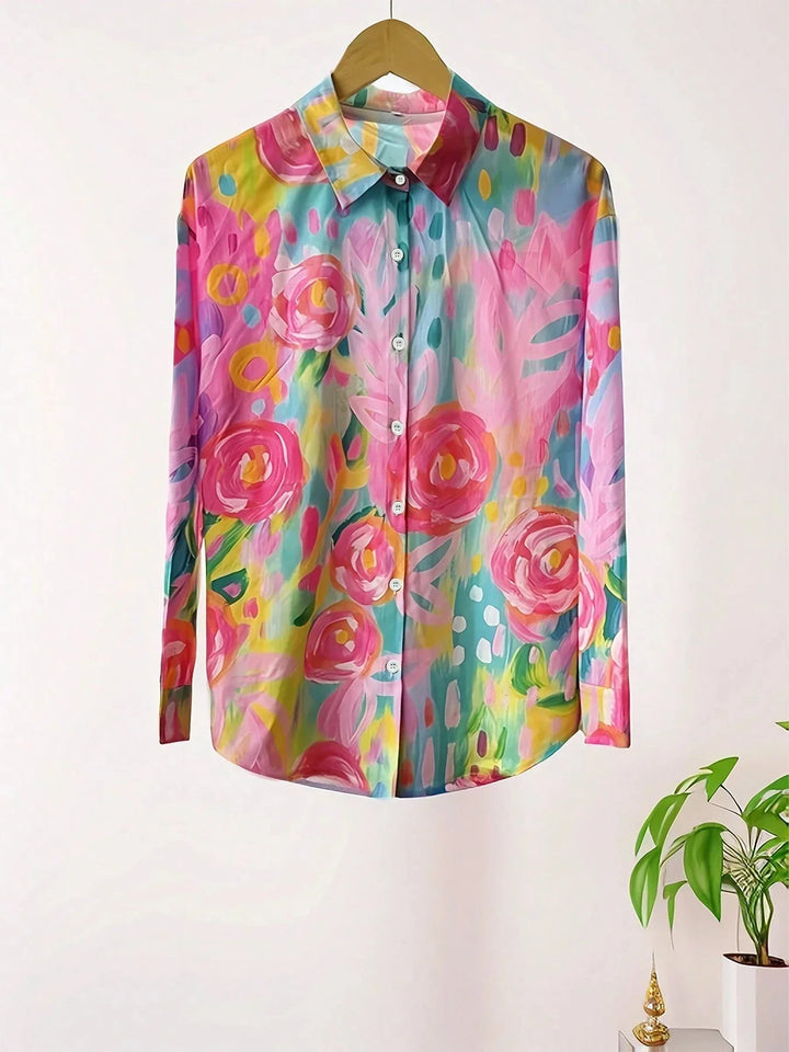 Damen Bluse mit Kunstdruck für den Alltag (7)