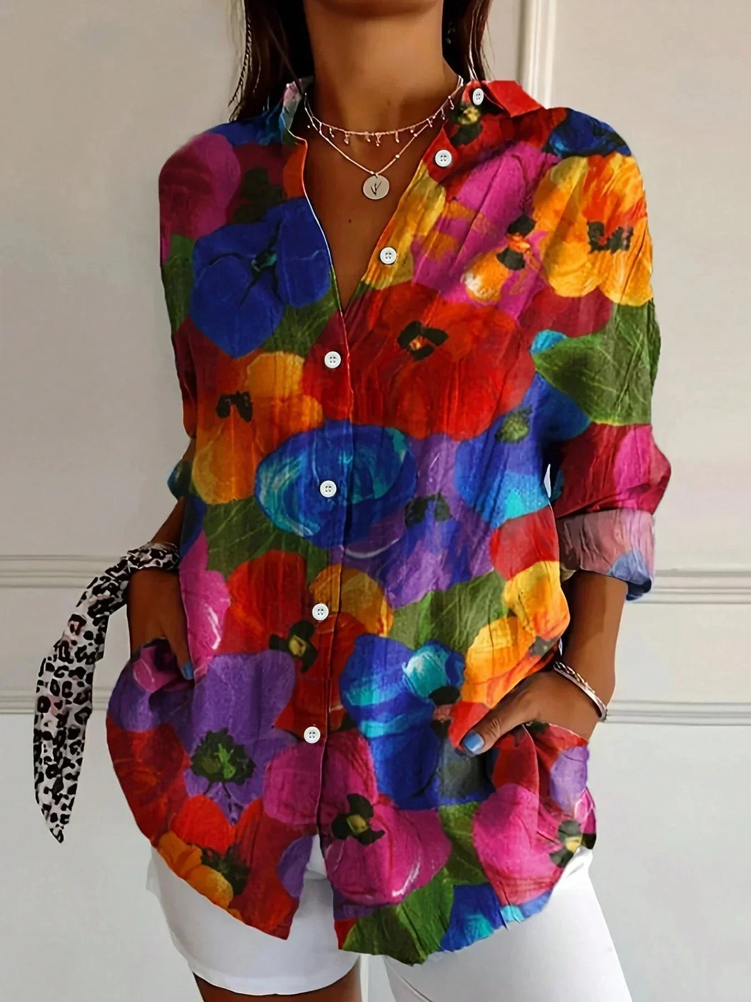 Damen Bluse mit Kunstdruck für den Alltag in Mix 2