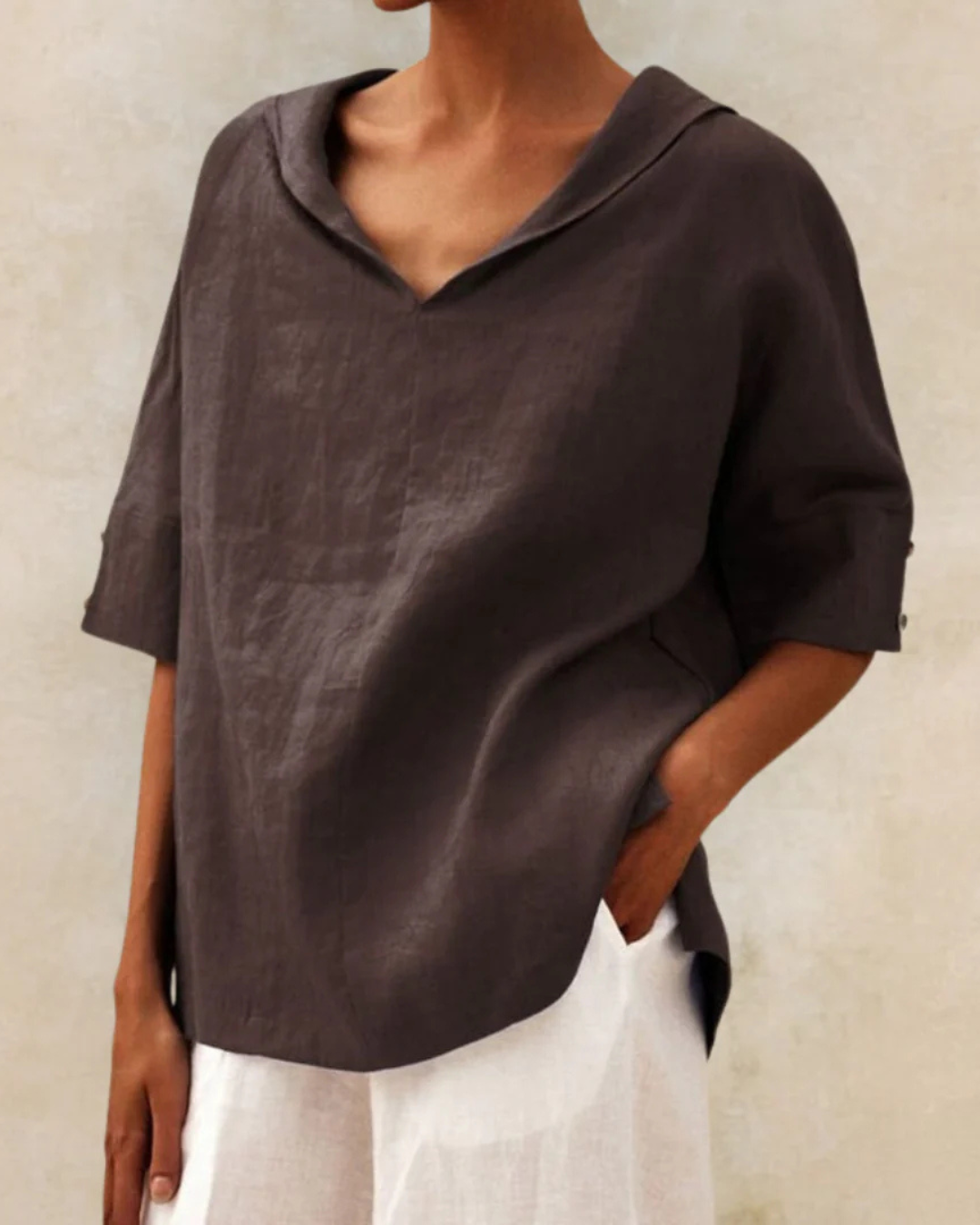 Damen Bluse Zeitlos Locker im Casual-Stil in Braun