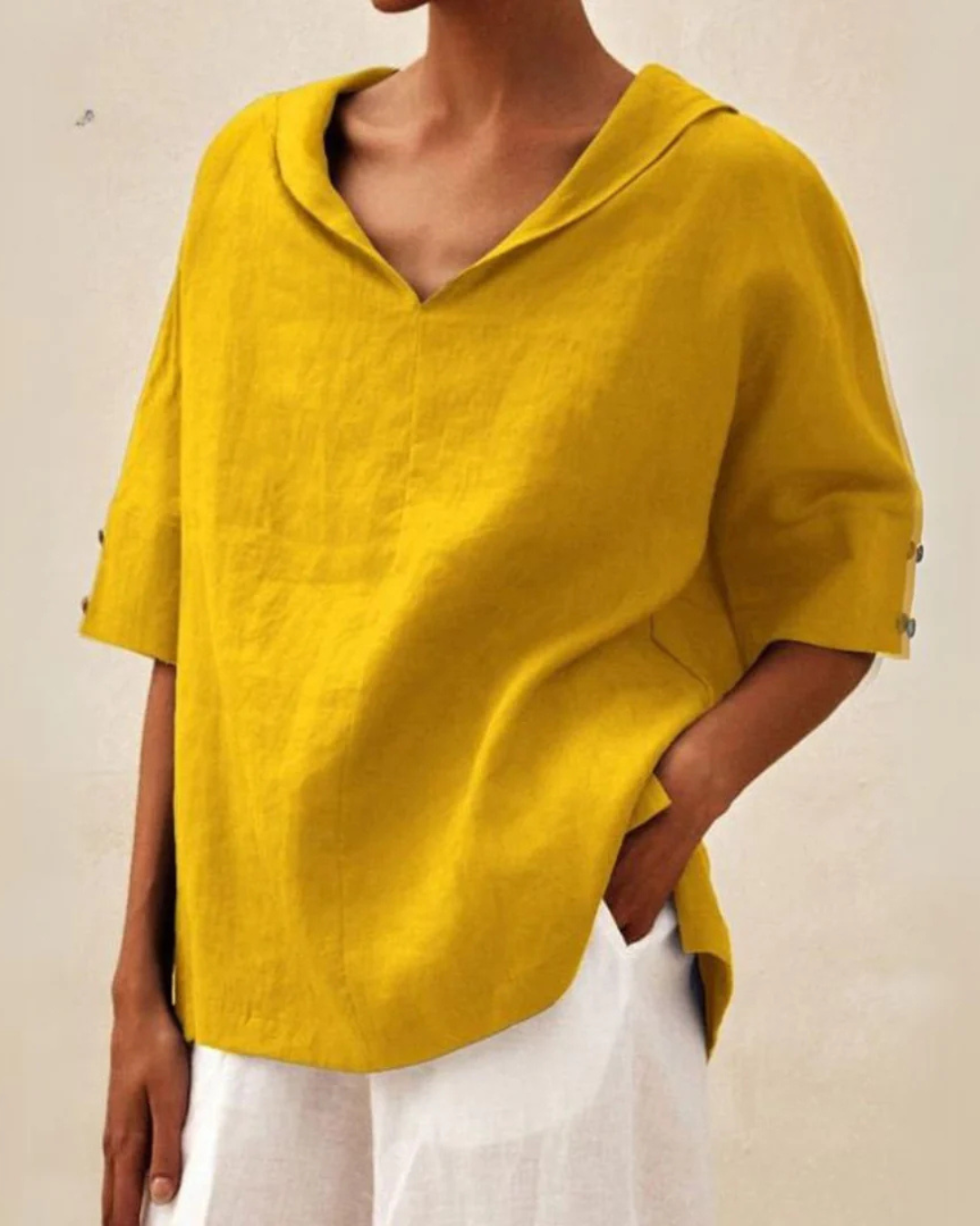 Damen Bluse Zeitlos Locker im Casual-Stil in Gelb
