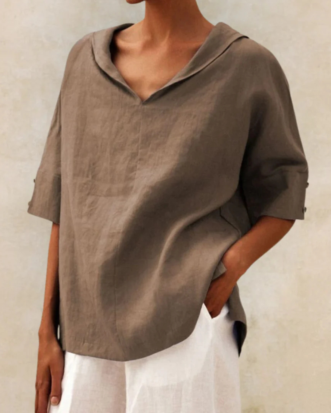 Damen Bluse Zeitlos Locker im Casual-Stil in Hellbraun