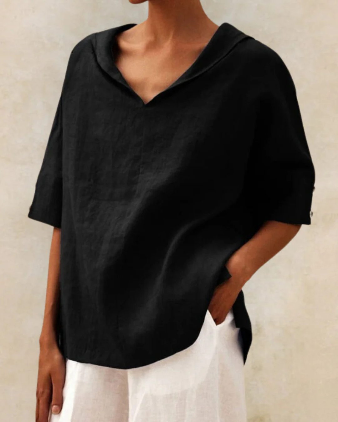 Damen Bluse Zeitlos Locker im Casual-Stil in Schwarz