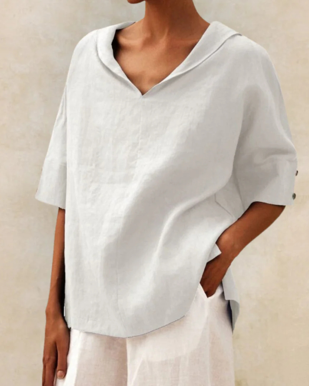 Damen Bluse Zeitlos Locker im Casual-Stil in Weiß