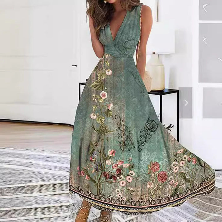 Damen Blütendruck Maxikleid für Hochzeitsgäste in Peacock Blue