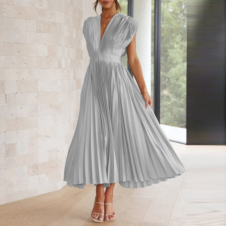 Damen Boho Hochzeitsgast-Midikleid für den Herbst in Grau 1