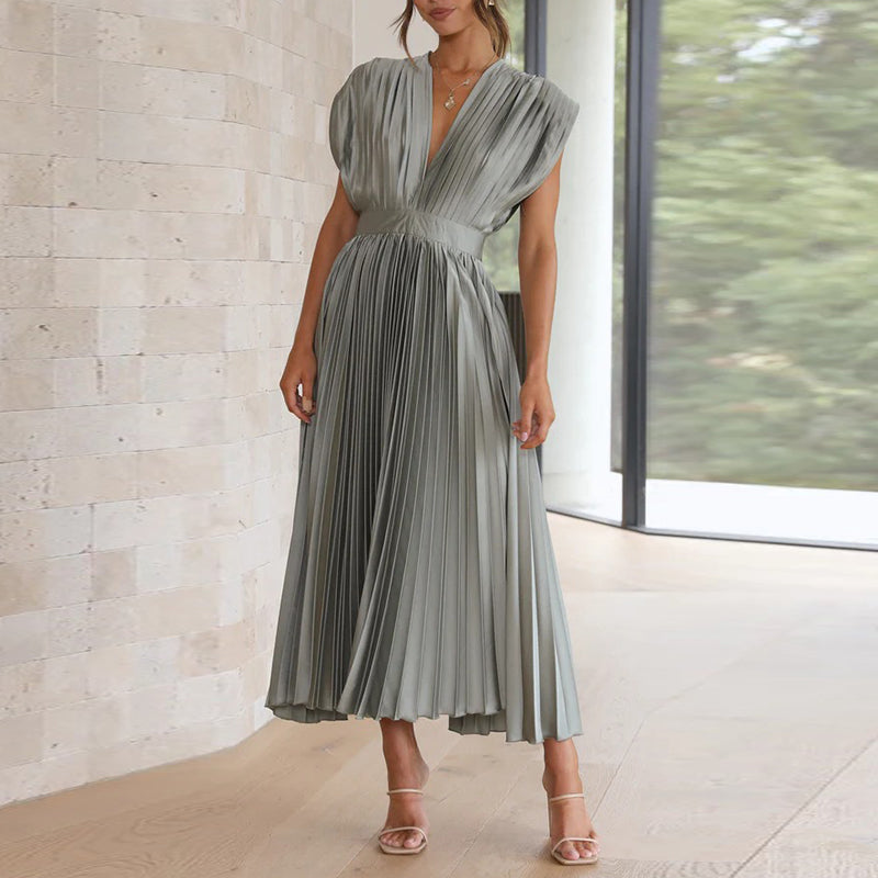 Damen Boho Hochzeitsgast-Midikleid für den Herbst in Grau 2