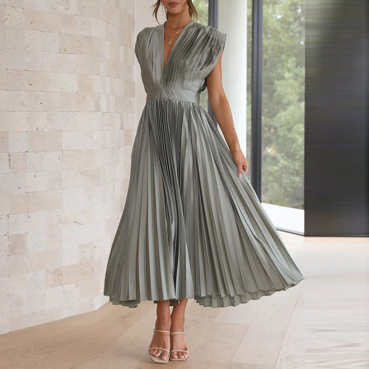 Damen Boho Hochzeitsgast-Midikleid für den Herbst in Grau 3