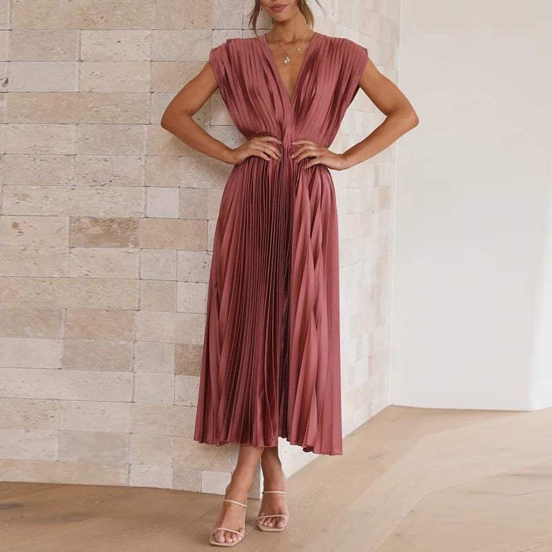 Damen Boho Hochzeitsgast-Midikleid für den Herbst in Rosenrot