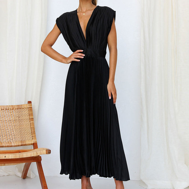 Damen Boho Hochzeitsgast-Midikleid für den Herbst in Schwarz 1