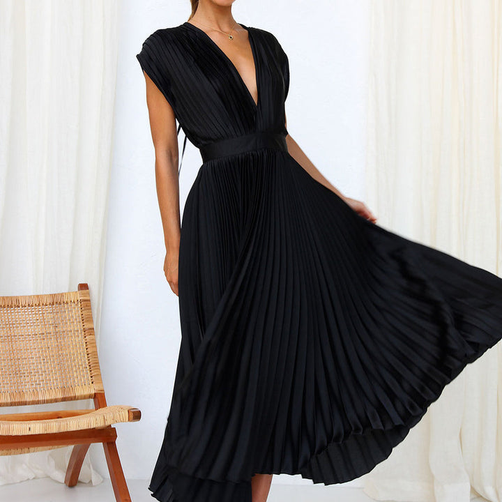 Damen Boho Hochzeitsgast-Midikleid für den Herbst in Schwarz 2