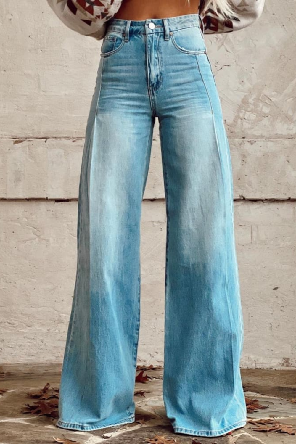 Damen Boho Jeans im Vintage-Stil in Blau