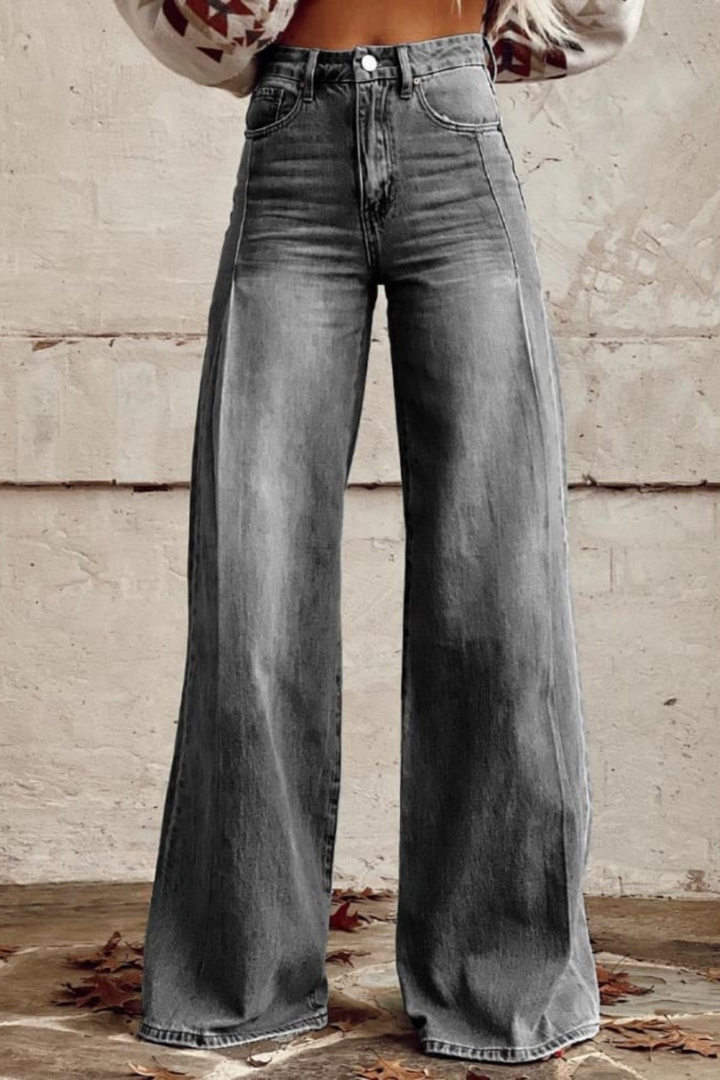Damen Boho Jeans im Vintage-Stil in Grau
