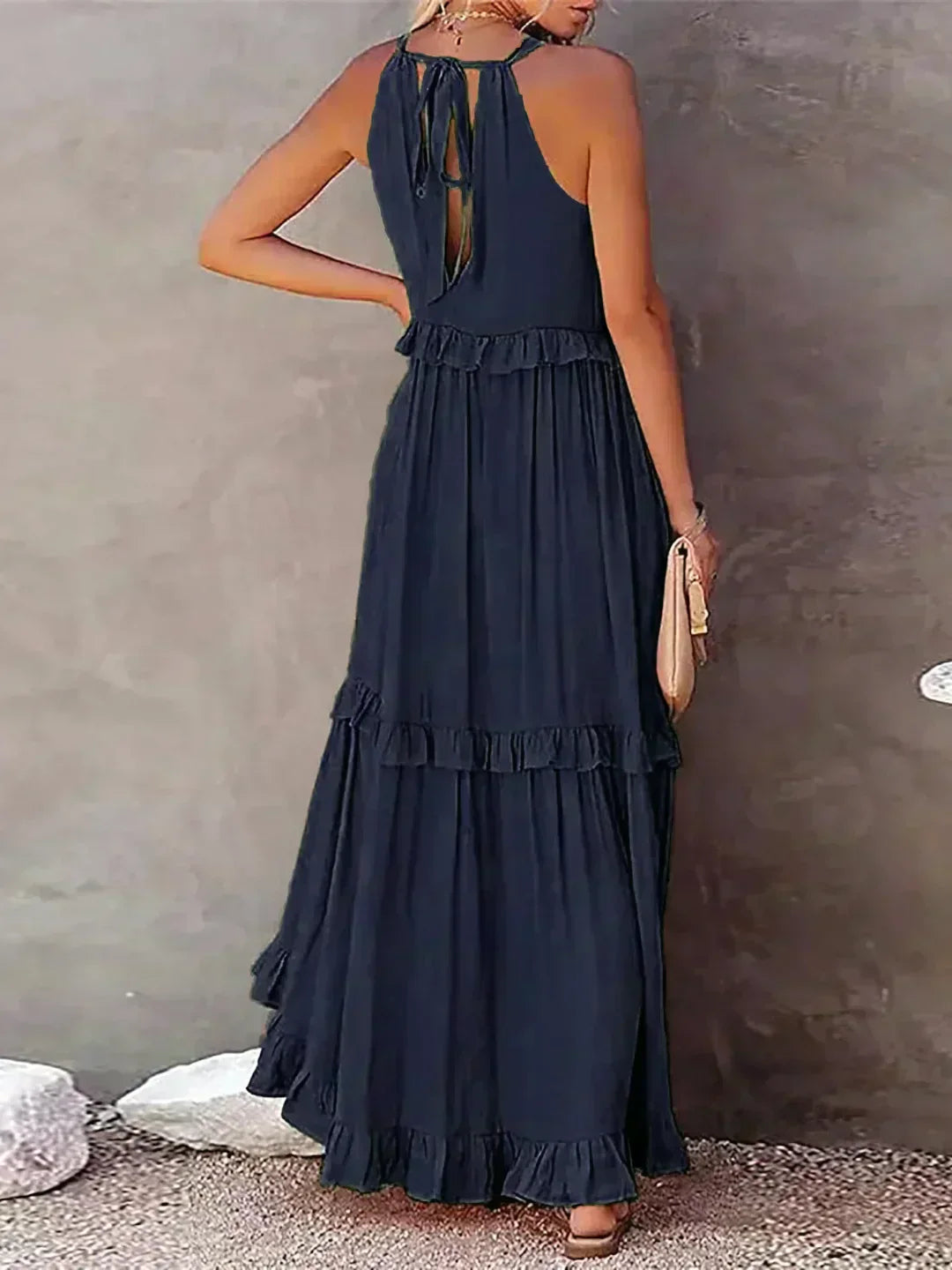 Damen Boho Sommerkleid in Maxi-Länge für den Strand in Grün 3