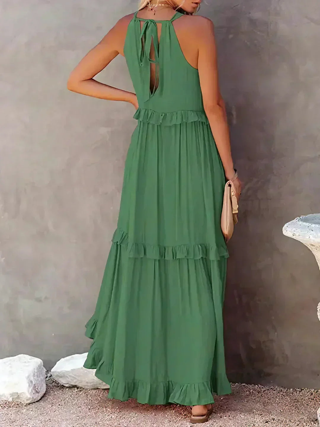 Damen Boho Sommerkleid in Maxi-Länge für den Strand in Grün 5