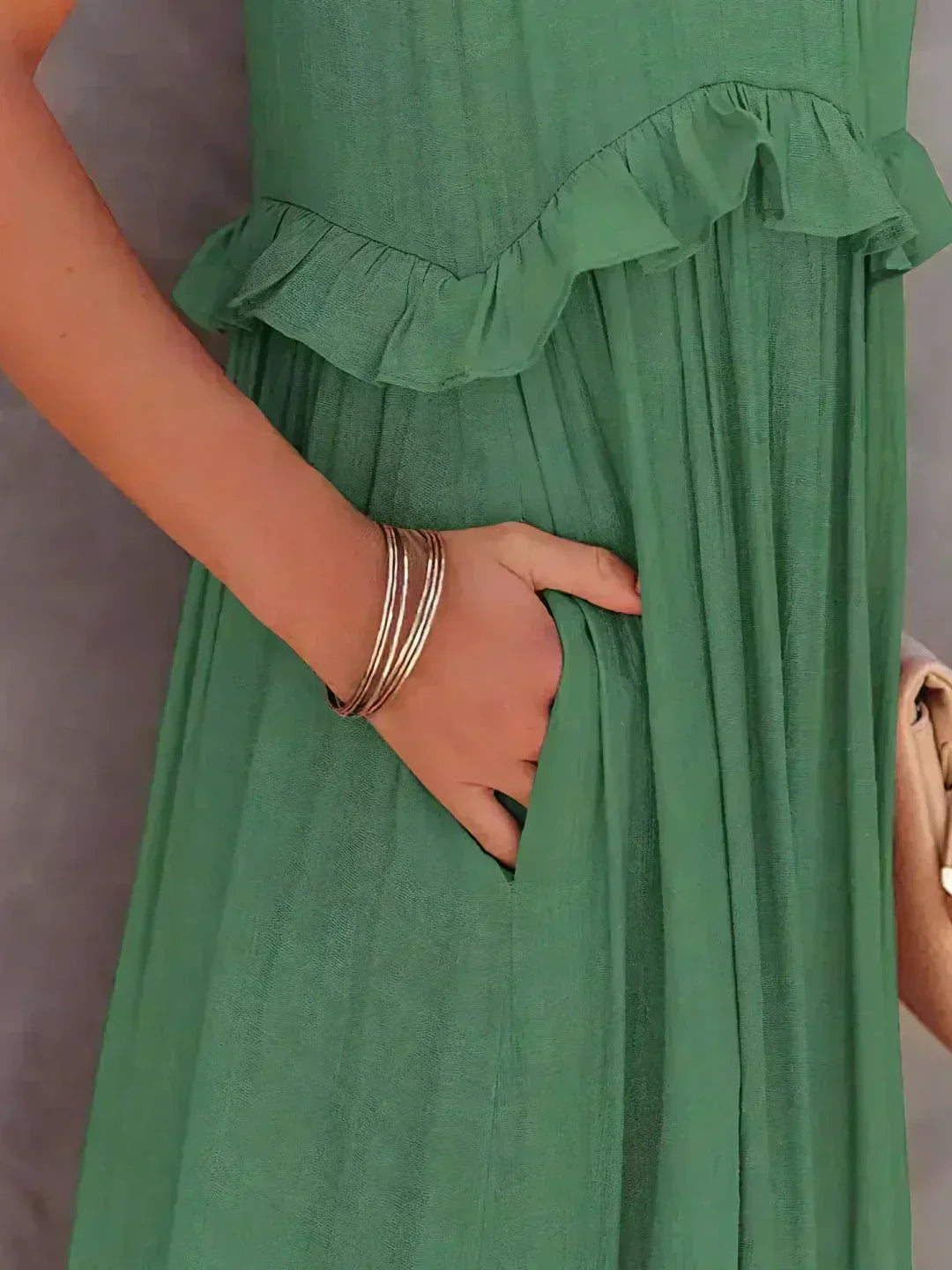 Damen Boho Sommerkleid in Maxi-Länge für den Strand in Grün 6