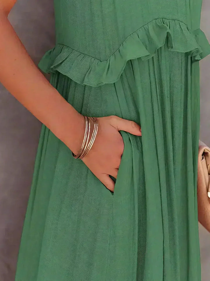 Damen Boho Sommerkleid in Maxi-Länge für den Strand in Grün 6