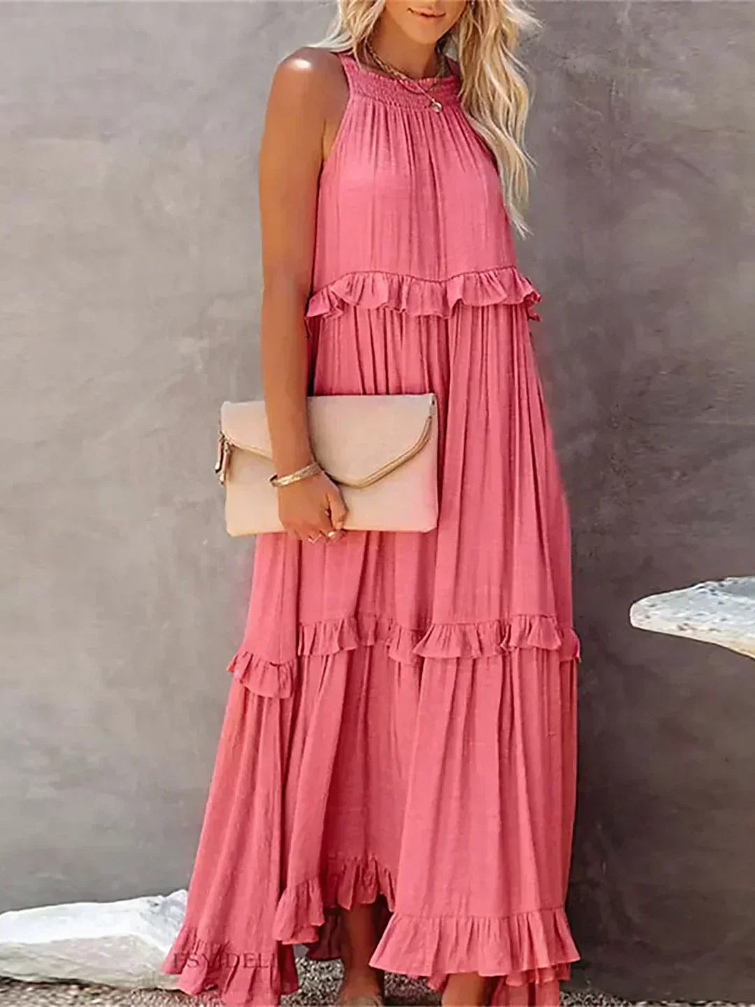 Damen Boho Sommerkleid in Maxi-Länge für den Strand in Rot 5