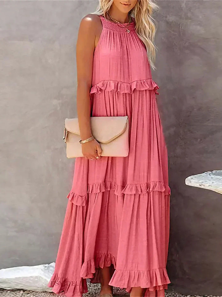 Damen Boho Sommerkleid in Maxi-Länge für den Strand in Rot 5