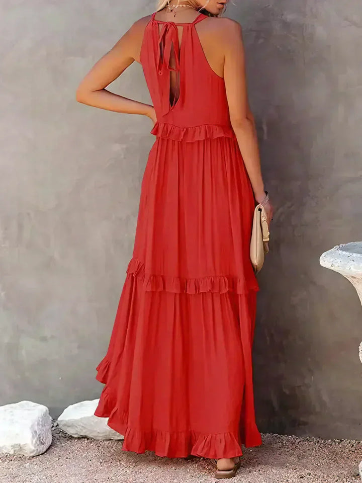 Damen Boho Sommerkleid in Maxi-Länge für den Strand in Rot 6