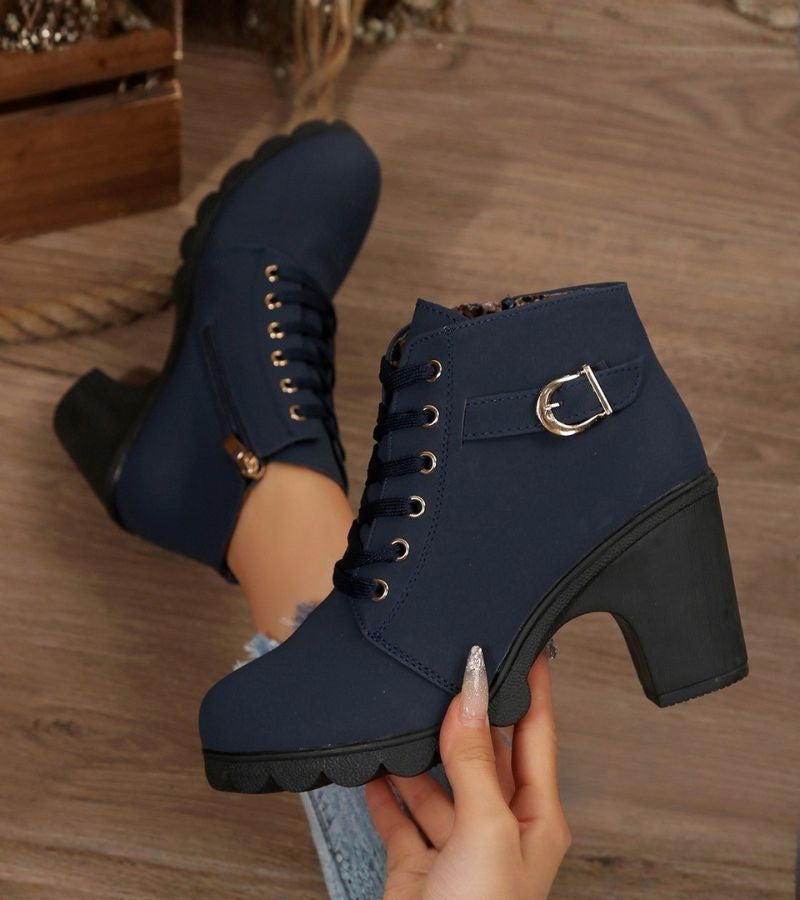 Damen Braune Schnürstiefel für Komfort in Blau