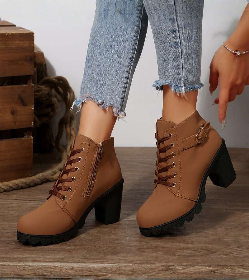 Damen Braune Schnürstiefel für Komfort in Braun