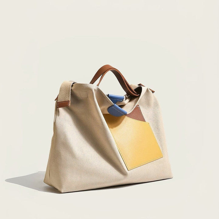 Damen Canvas Schultertasche mit modernen Kontrastakzenten (3)
