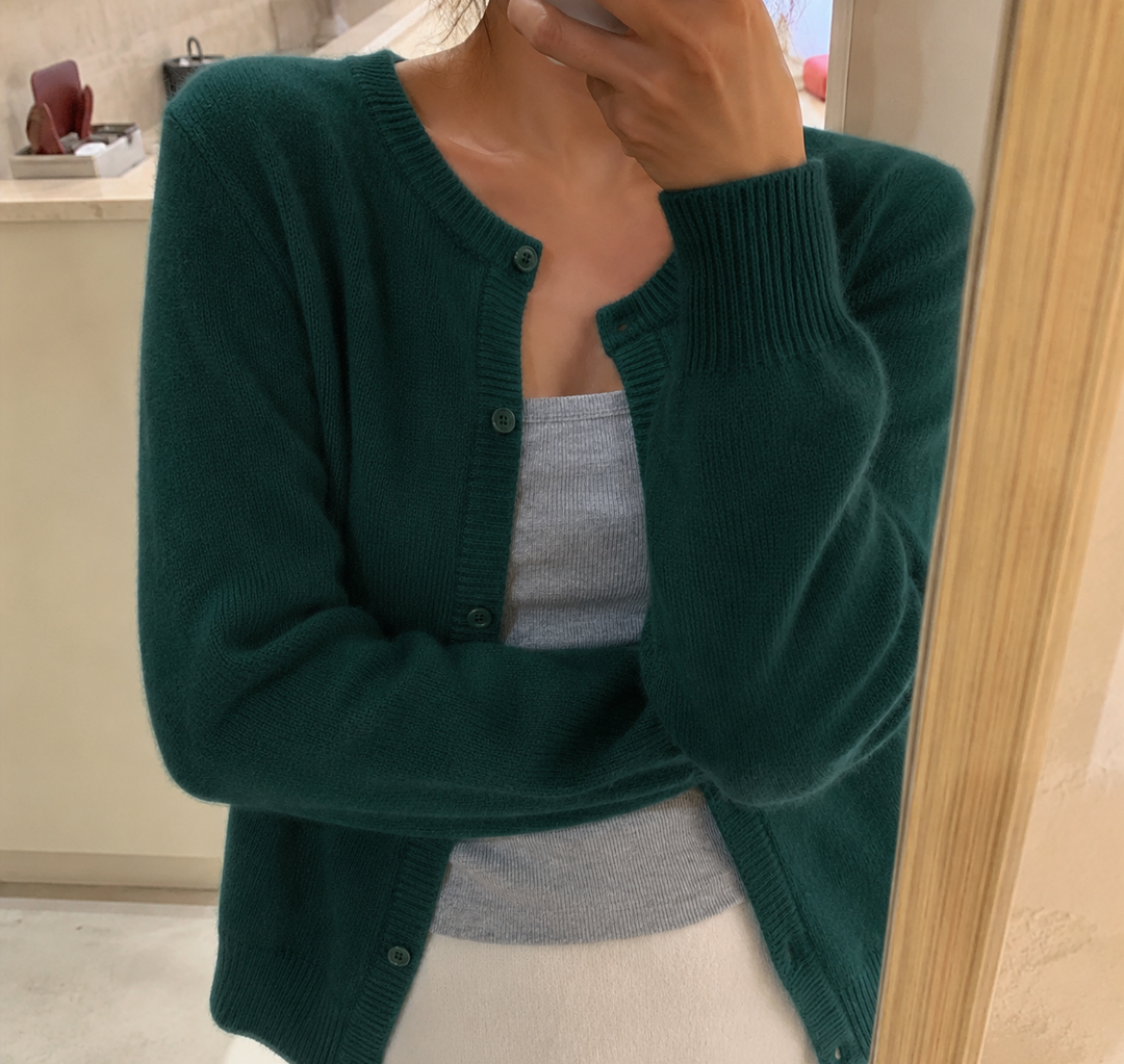 Damen Cardigan aus feinem Knit zum Kombinieren in Dunkelgrün